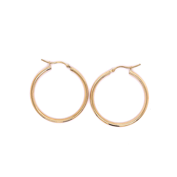 14K YG thin gold hoops