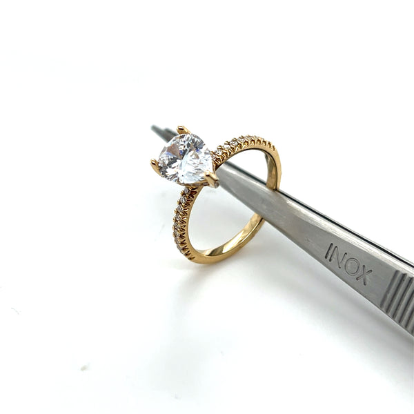 14kyg French Set Pear Semi Mtg Ring
