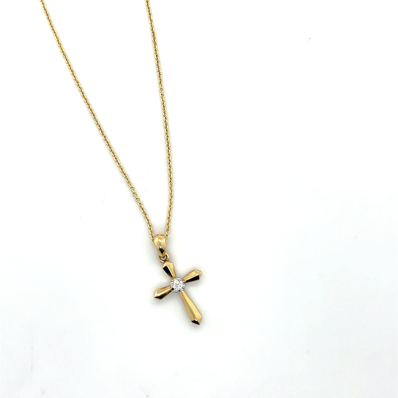 14kyg Angled Cross Necklace