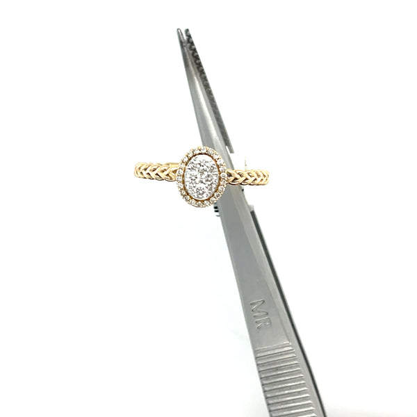 14kyg Oval Pave Rope Ring