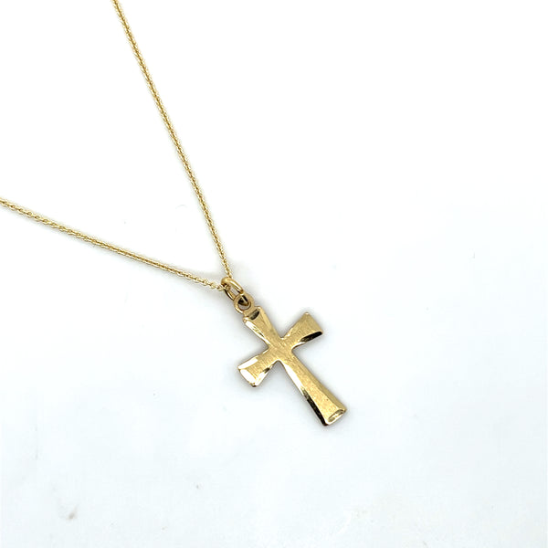 14kyg Cable Chain Beveled Edge Cross Necklace