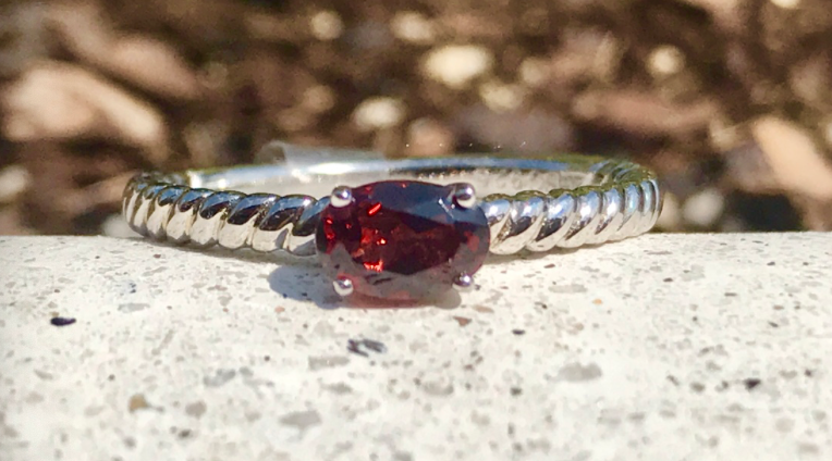 Sterling Silver Garnet Ring